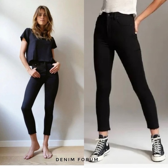 Denim Forum The LoLa High Rise Black Skinny Crop Jeans size - Picture 1 of 5